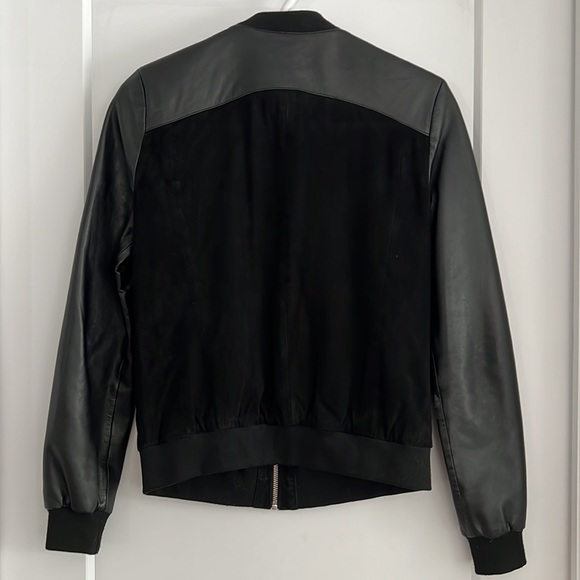 Black Leather Bomber Jacket - Picture 2 of 3